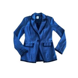 Women's Cabi # 6027 SCHOLARSHIP BLAZER  Blue Geo Jacket XS Workwear Preppy